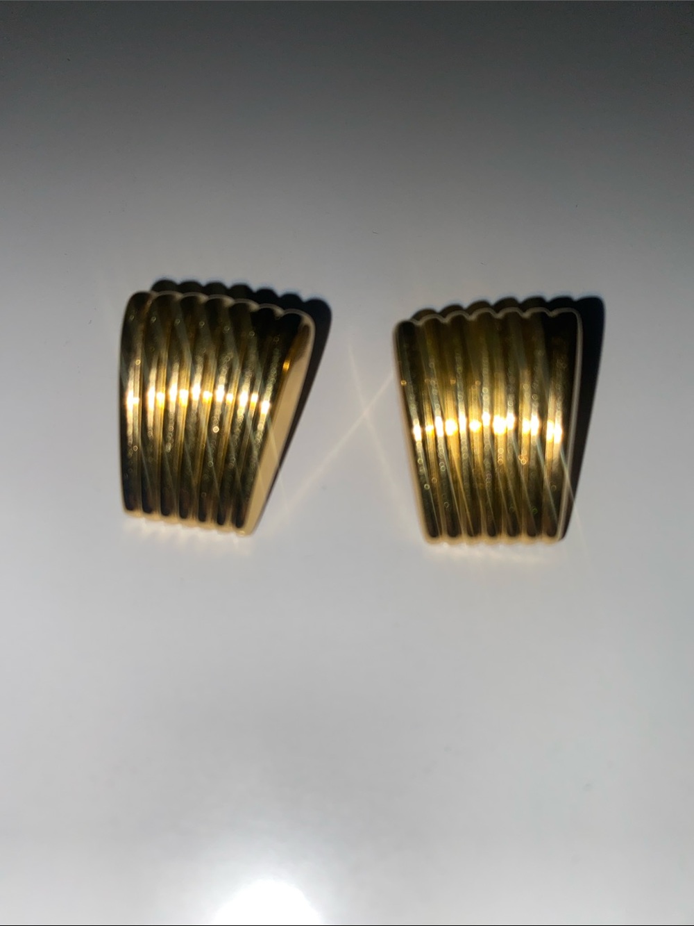 Gold Tone Ribbed Clip-On Earrings